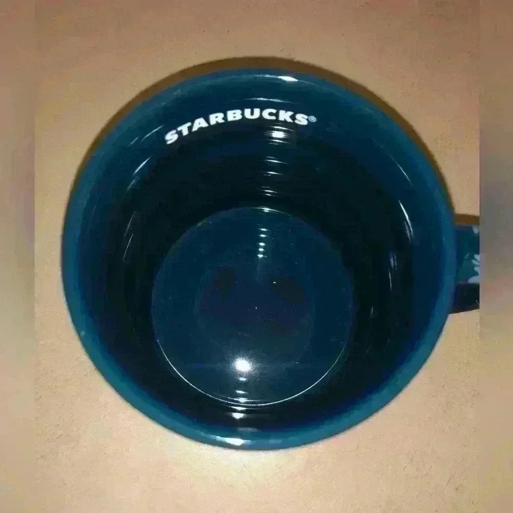 Starbucks 2023 Blue Subzero Splatter Ceramic Ribbed Coffee Mug with Handle 12oz - Picture 6 of 6